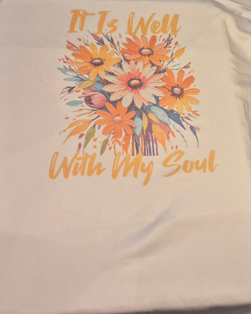 "All is well with my soul" flower short sleeve polyester