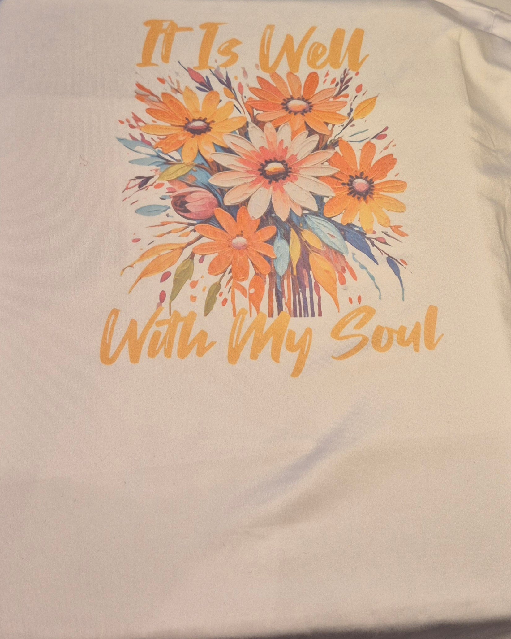 "All is well with my soul" flower short sleeve polyester