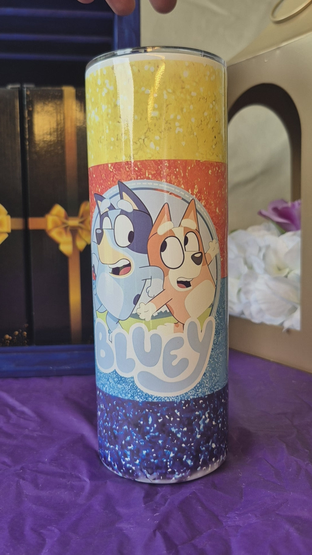 Bluey Glitter multiple colors 20oz tumbler