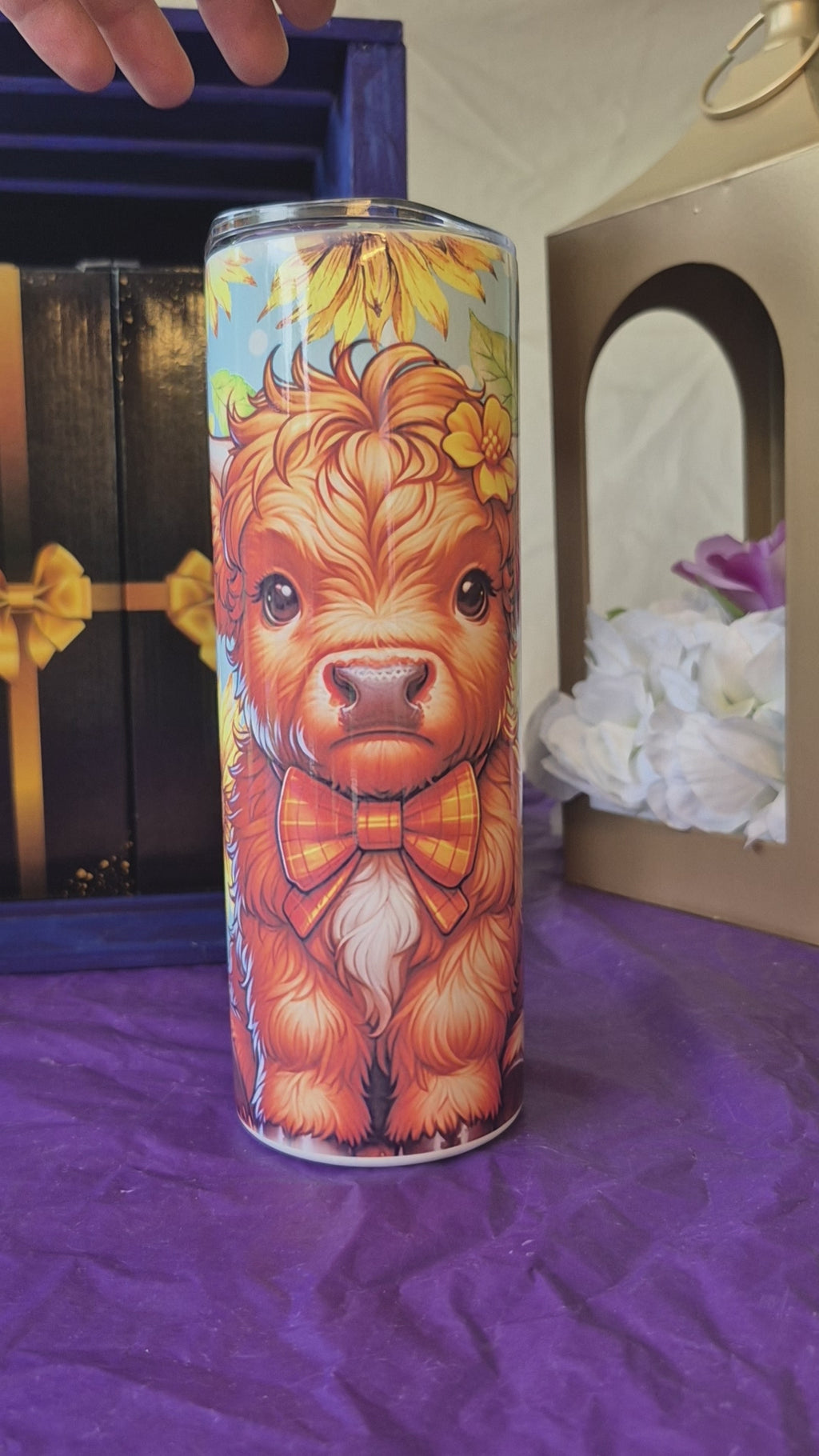 Sunflower highland cow 20oz tumbler
