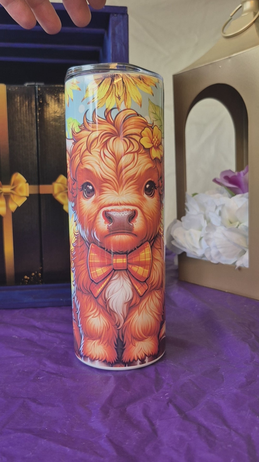 Sunflower highland cow 20oz tumbler