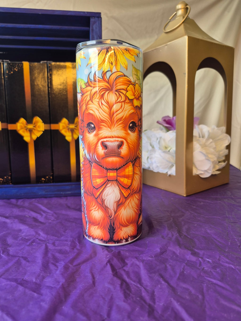 Sunflower highland cow 20oz tumbler